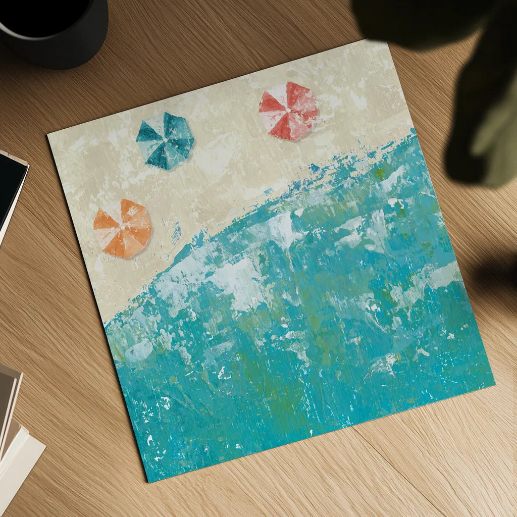 Beach Days by Sarah Adams. Shown as a detailed flat fine art print, highlighting archival giclee quality. Available as an archival giclee rolled canvas, fine art paper, or poster print. SKU 34983a.