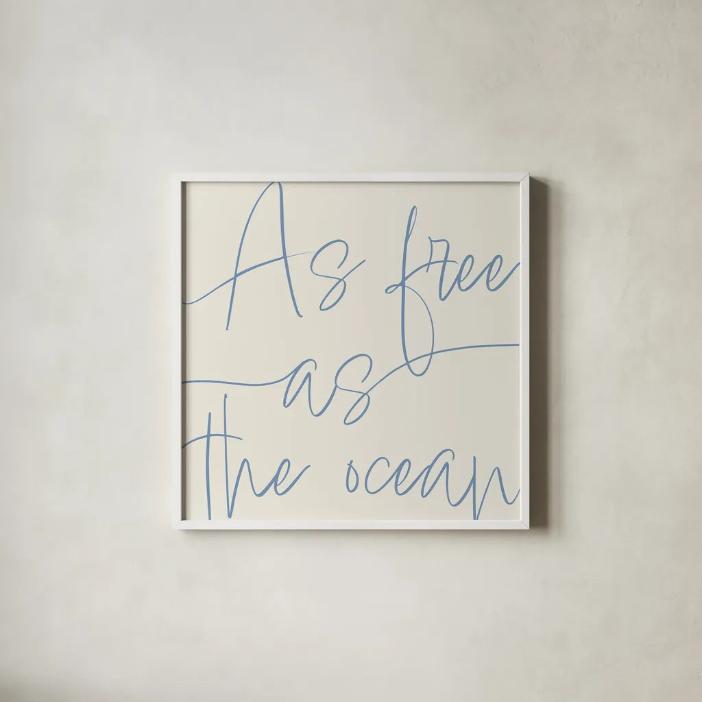 By the Beach I Light by Sarah Adams. Shown in a crisp white glass frame for a clean and minimalist style. Available as an archival giclee rolled canvas, fine art paper, or poster print. SKU 83849a.