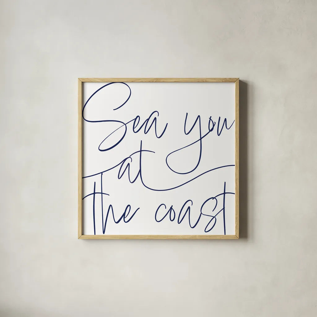 By the Beach II by Sarah Adams. Shown in a natural wood glass frame for a timeless modern aesthetic. Available as an archival giclee rolled canvas, fine art paper, or poster print. SKU 83393a.