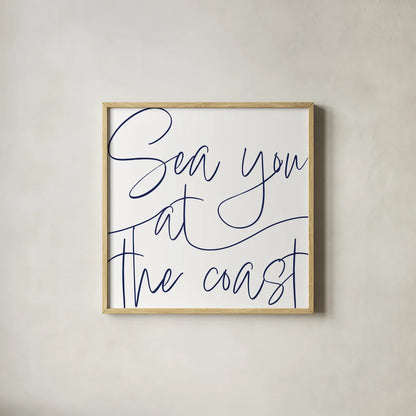 By the Beach II by Sarah Adams. Shown in a natural wood glass frame for a timeless modern aesthetic. Available as an archival giclee rolled canvas, fine art paper, or poster print. SKU 83393a.