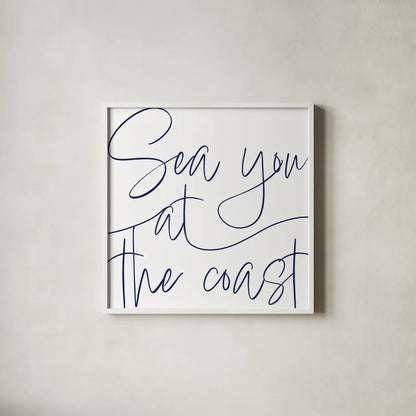 By the Beach II by Sarah Adams. Shown in a crisp white glass frame for a clean and minimalist style. Available as an archival giclee rolled canvas, fine art paper, or poster print. SKU 83393a.