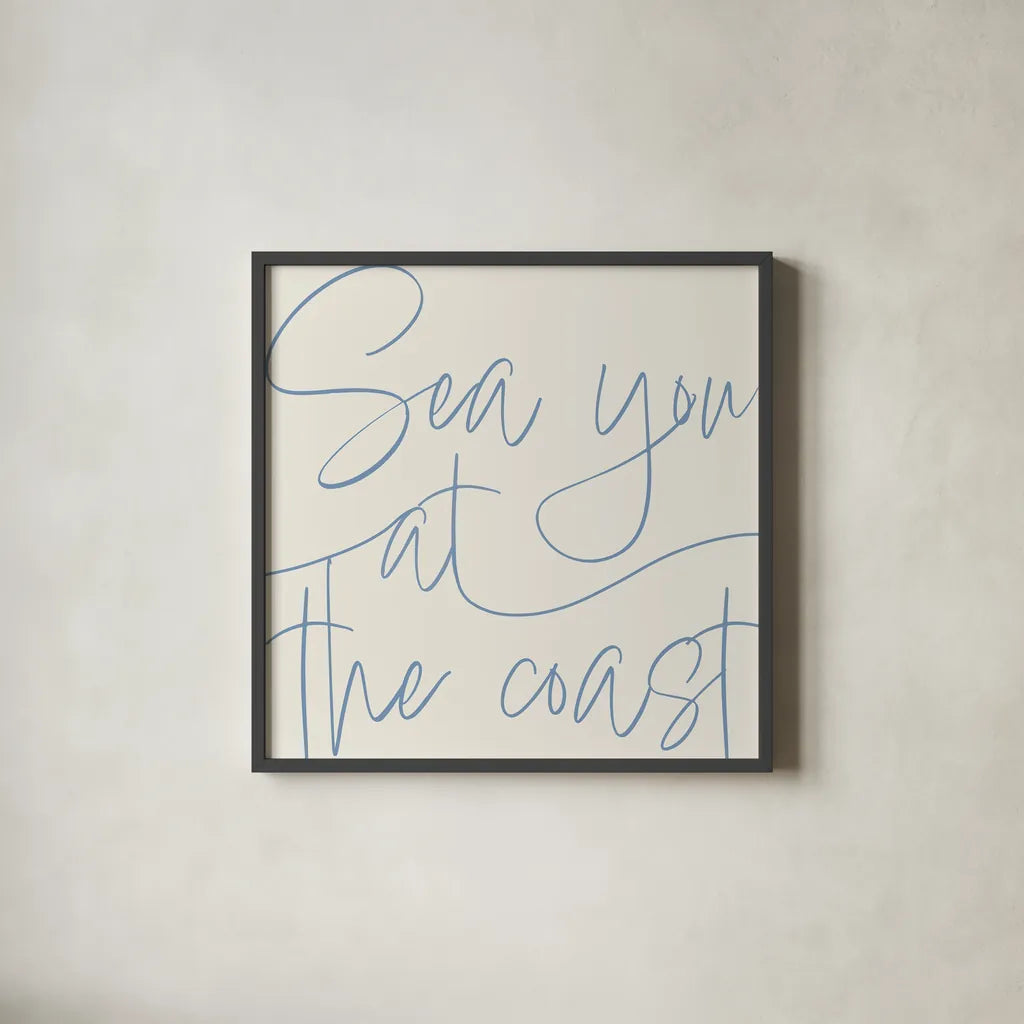 By the Beach II Light by Sarah Adams. Shown in a sleek black glass frame for a contemporary gallery look. Available as an archival giclee rolled canvas, fine art paper, or poster print. SKU 83850a.