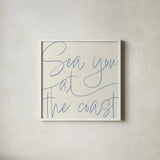 By the Beach II Light by Sarah Adams. Shown in a crisp white glass frame for a clean and minimalist style. Available as an archival giclee rolled canvas, fine art paper, or poster print. SKU 83850a.
