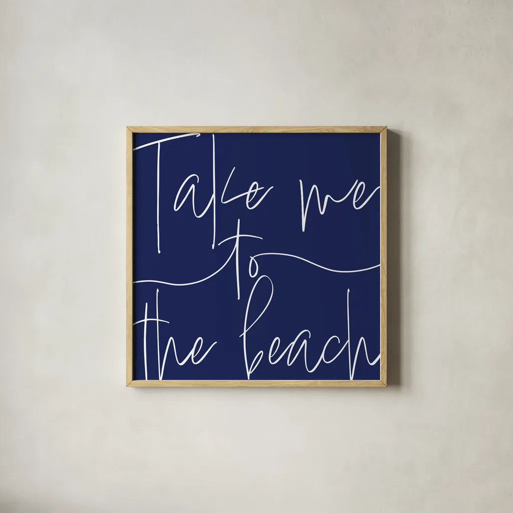 By the Beach III by Sarah Adams. Shown in a natural wood glass frame for a timeless modern aesthetic. Available as an archival giclee rolled canvas, fine art paper, or poster print. SKU 83394a.