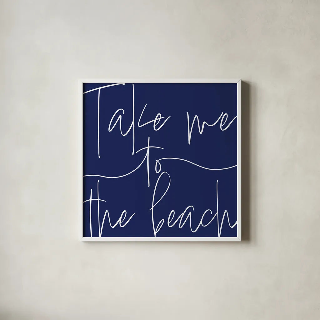 By the Beach III by Sarah Adams. Shown in a crisp white glass frame for a clean and minimalist style. Available as an archival giclee rolled canvas, fine art paper, or poster print. SKU 83394a.