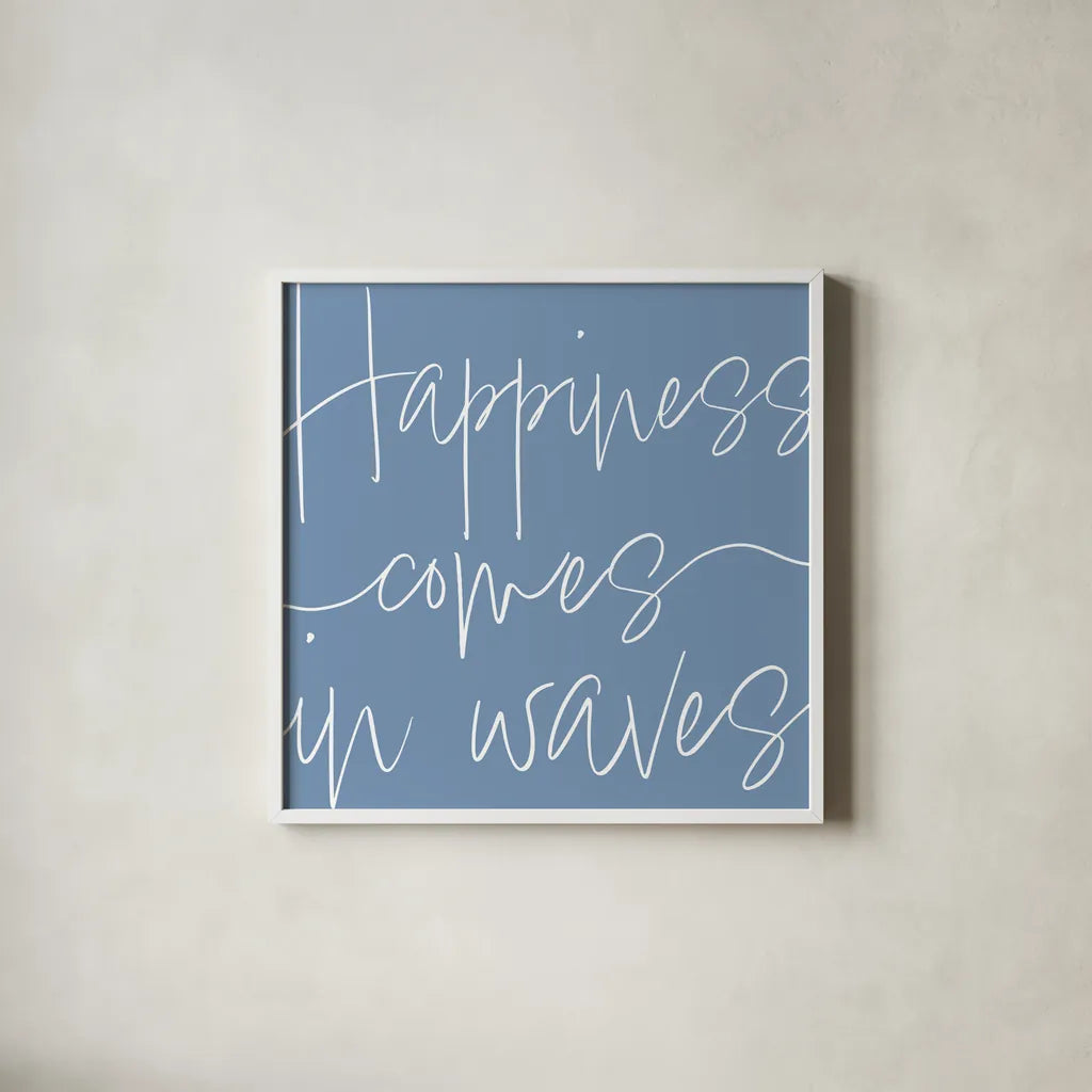 By the Beach IV Light by Sarah Adams. Shown in a crisp white glass frame for a clean and minimalist style. Available as an archival giclee rolled canvas, fine art paper, or poster print. SKU 83852a.