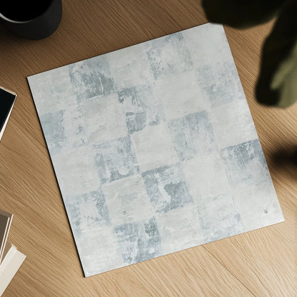 Checkerboard Abstract Dusty Blue by Sarah Adams. Shown as a detailed flat fine art print, highlighting archival giclee quality. Available as an archival giclee rolled canvas, fine art paper, or poster print. SKU 91510a.