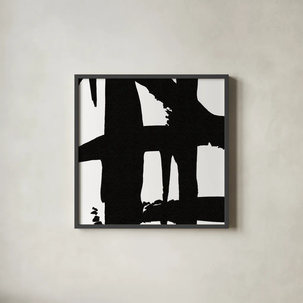 Crossing Paths I by Sarah Adams. Shown in a sleek black glass frame for a contemporary gallery look. Available as an archival giclee rolled canvas, fine art paper, or poster print. SKU 32109a.