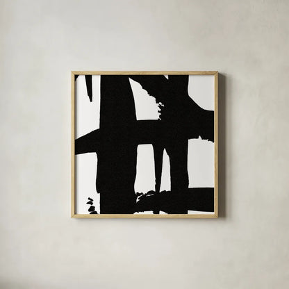 Crossing Paths I by Sarah Adams. Shown in a natural wood glass frame for a timeless modern aesthetic. Available as an archival giclee rolled canvas, fine art paper, or poster print. SKU 32109a.