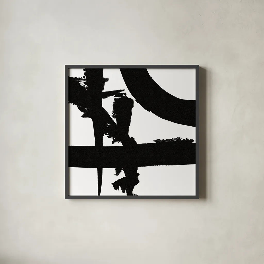 Crossing Paths II by Sarah Adams. Shown in a sleek black glass frame for a contemporary gallery look. Available as an archival giclee rolled canvas, fine art paper, or poster print. SKU 32110a.