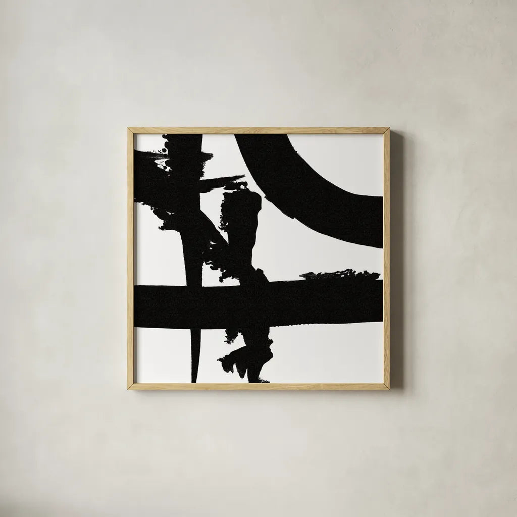 Crossing Paths II by Sarah Adams. Shown in a natural wood glass frame for a timeless modern aesthetic. Available as an archival giclee rolled canvas, fine art paper, or poster print. SKU 32110a.