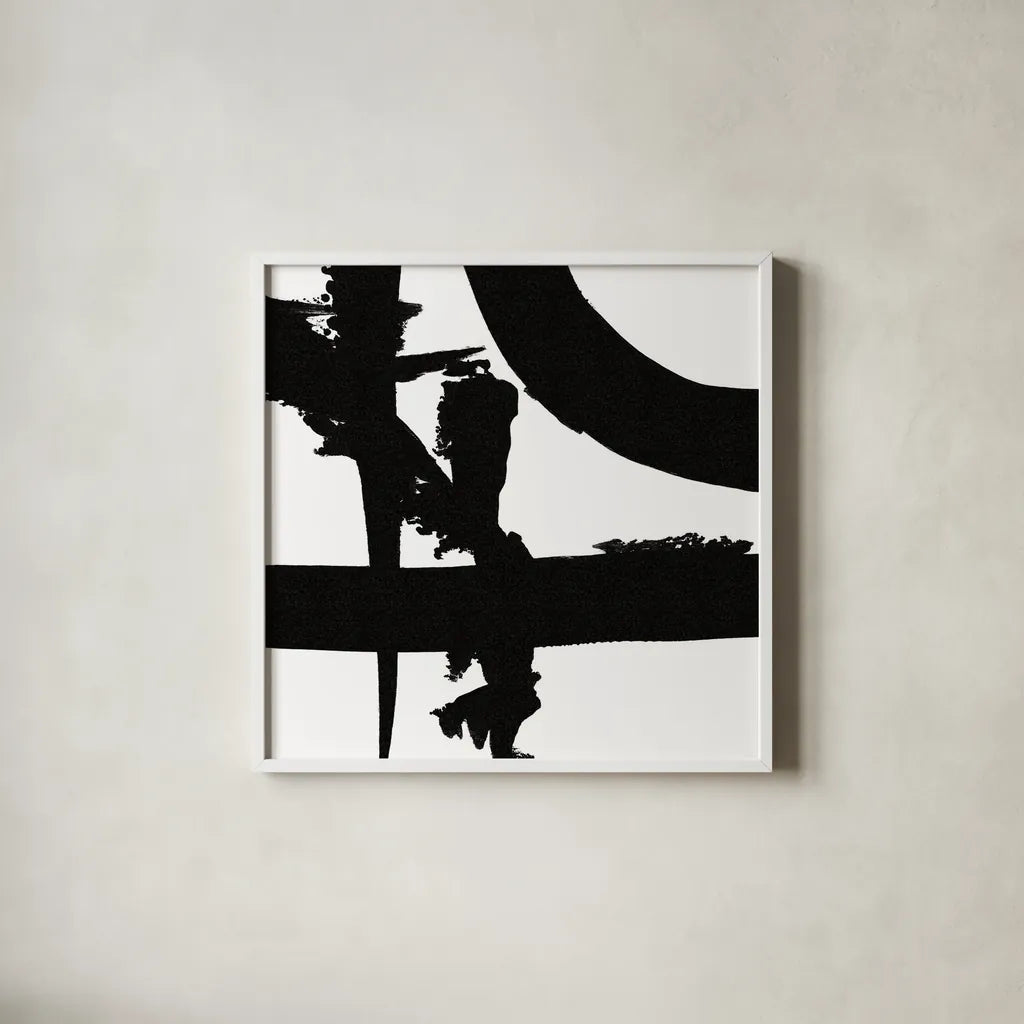 Crossing Paths II by Sarah Adams. Shown in a crisp white glass frame for a clean and minimalist style. Available as an archival giclee rolled canvas, fine art paper, or poster print. SKU 32110a.