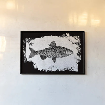 Fish I by Sarah Adams. shown as a paper print in a black flame. Available as a archival giclee rolled canvas, fine art paper, or poster print. SKU 82839i.