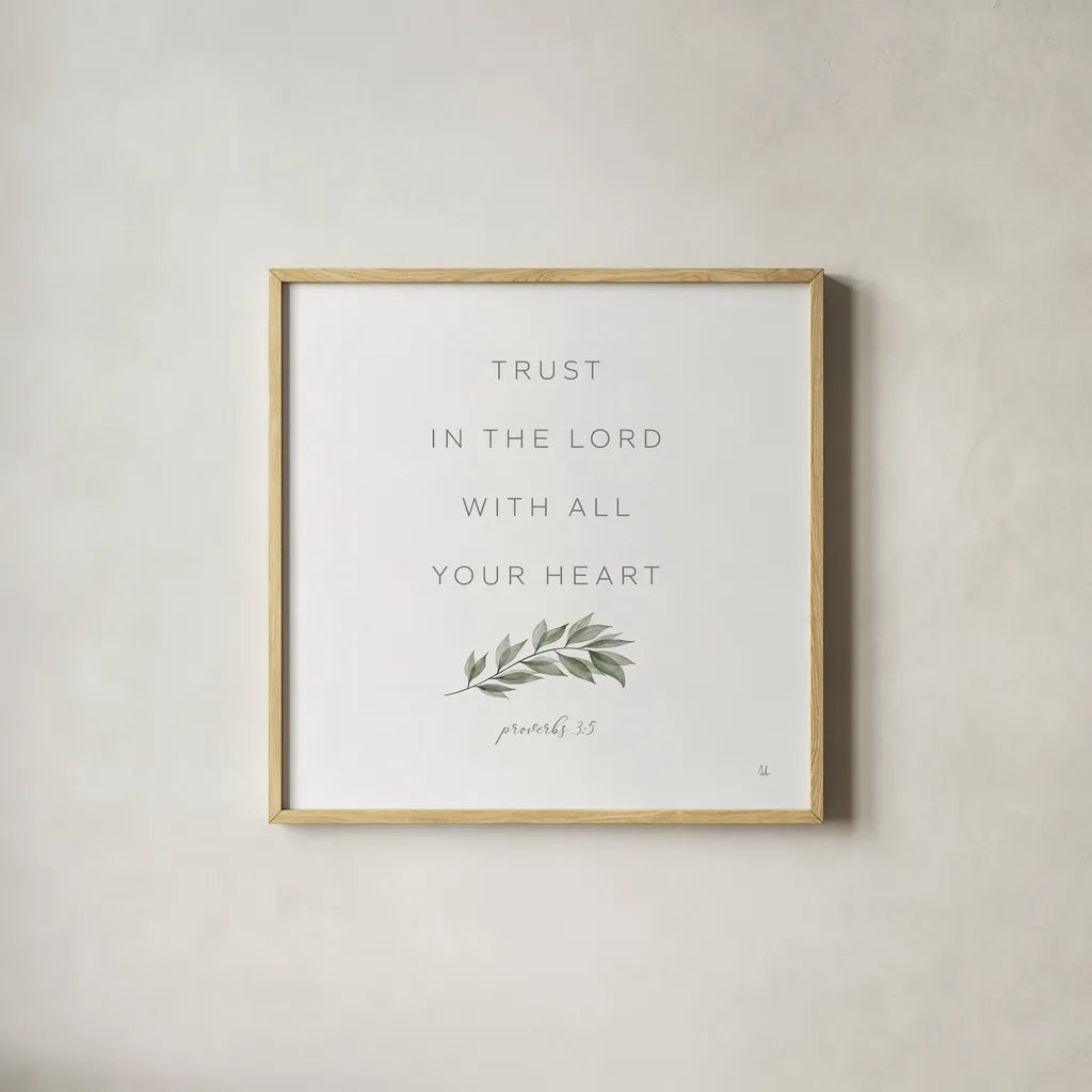 Have Faith II by Sarah Adams. Shown in a natural wood glass frame for a timeless modern aesthetic. Available as an archival giclee rolled canvas, fine art paper, or poster print. SKU 89956a.