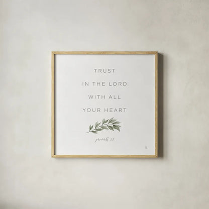 Have Faith II by Sarah Adams. Shown in a natural wood glass frame for a timeless modern aesthetic. Available as an archival giclee rolled canvas, fine art paper, or poster print. SKU 89956a.