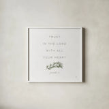 Have Faith II by Sarah Adams. Shown in a crisp white glass frame for a clean and minimalist style. Available as an archival giclee rolled canvas, fine art paper, or poster print. SKU 89956a.