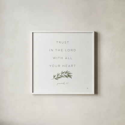 Have Faith II by Sarah Adams. Shown in a crisp white glass frame for a clean and minimalist style. Available as an archival giclee rolled canvas, fine art paper, or poster print. SKU 89956a.