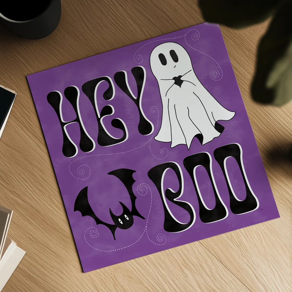 Hey Boo II by Sarah Adams. Shown as a detailed flat fine art print, highlighting archival giclee quality. Available as an archival giclee rolled canvas, fine art paper, or poster print. SKU 85068a.