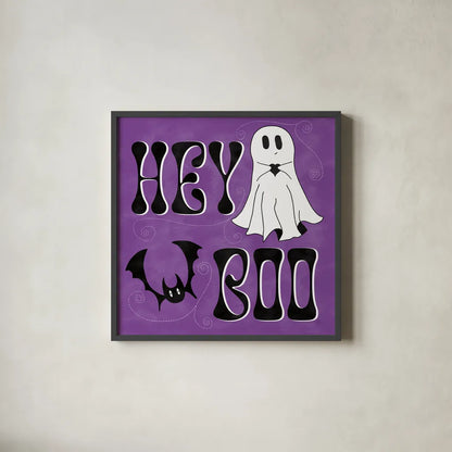 Hey Boo II by Sarah Adams. Shown in a sleek black glass frame for a contemporary gallery look. Available as an archival giclee rolled canvas, fine art paper, or poster print. SKU 85068a.
