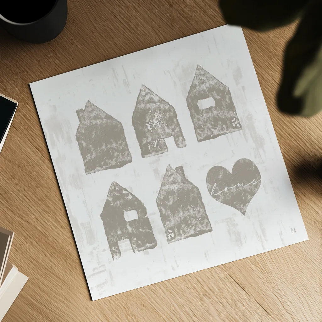 Home Sweet Home III by Sarah Adams. Shown as a detailed flat fine art print, highlighting archival giclee quality. Available as an archival giclee rolled canvas, fine art paper, or poster print. SKU 84627a.