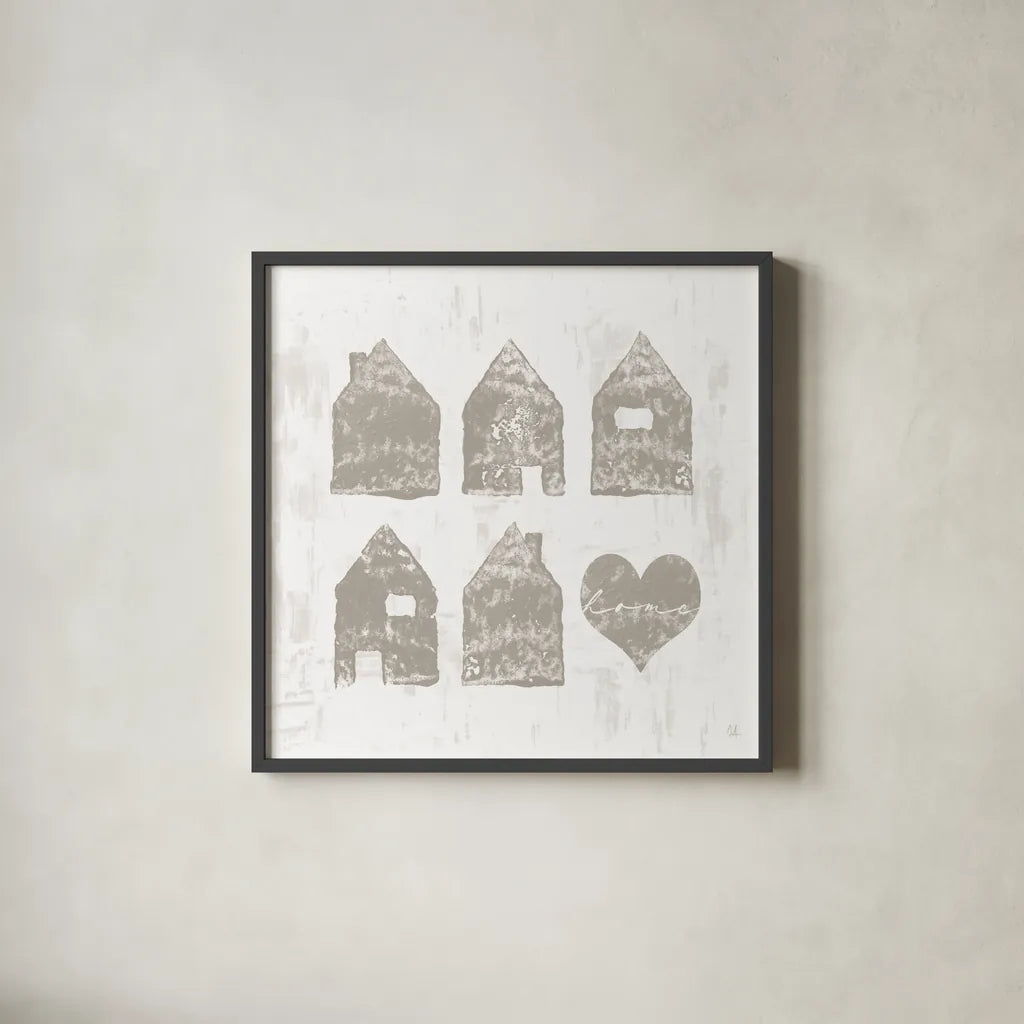 Home Sweet Home III by Sarah Adams. Shown in a sleek black glass frame for a contemporary gallery look. Available as an archival giclee rolled canvas, fine art paper, or poster print. SKU 84627a.