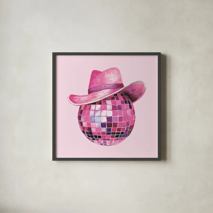 Howdy II by Sarah Adams. Shown in a sleek black glass frame for a contemporary gallery look. Available as an archival giclee rolled canvas, fine art paper, or poster print. SKU 93240a.