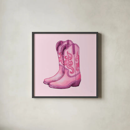 Howdy III by Sarah Adams. Shown in a sleek black glass frame for a contemporary gallery look. Available as an archival giclee rolled canvas, fine art paper, or poster print. SKU 93241a.