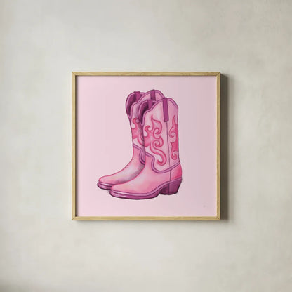 Howdy III by Sarah Adams. Shown in a natural wood glass frame for a timeless modern aesthetic. Available as an archival giclee rolled canvas, fine art paper, or poster print. SKU 93241a.