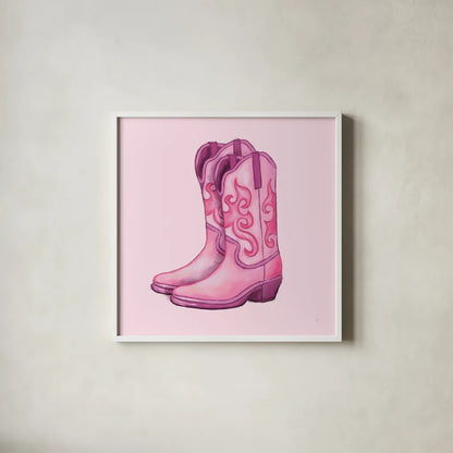 Howdy III by Sarah Adams. Shown in a crisp white glass frame for a clean and minimalist style. Available as an archival giclee rolled canvas, fine art paper, or poster print. SKU 93241a.