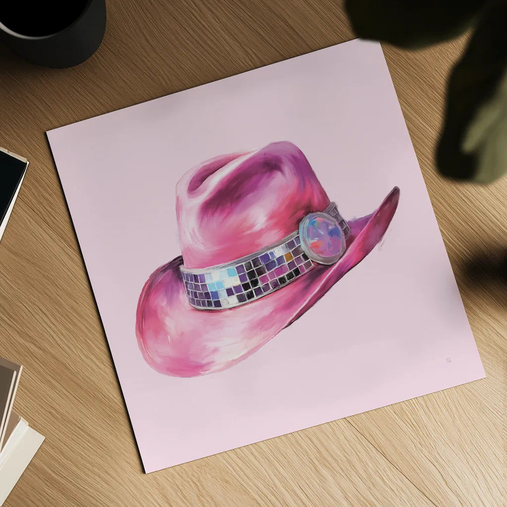 Howdy IV by Sarah Adams. Shown as a detailed flat fine art print, highlighting archival giclee quality. Available as an archival giclee rolled canvas, fine art paper, or poster print. SKU 93242a.