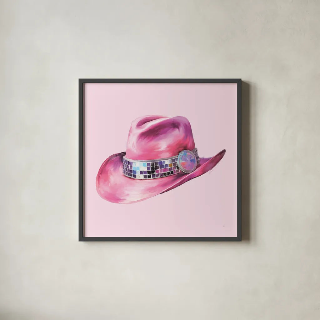 Howdy IV by Sarah Adams. Shown in a sleek black glass frame for a contemporary gallery look. Available as an archival giclee rolled canvas, fine art paper, or poster print. SKU 93242a.