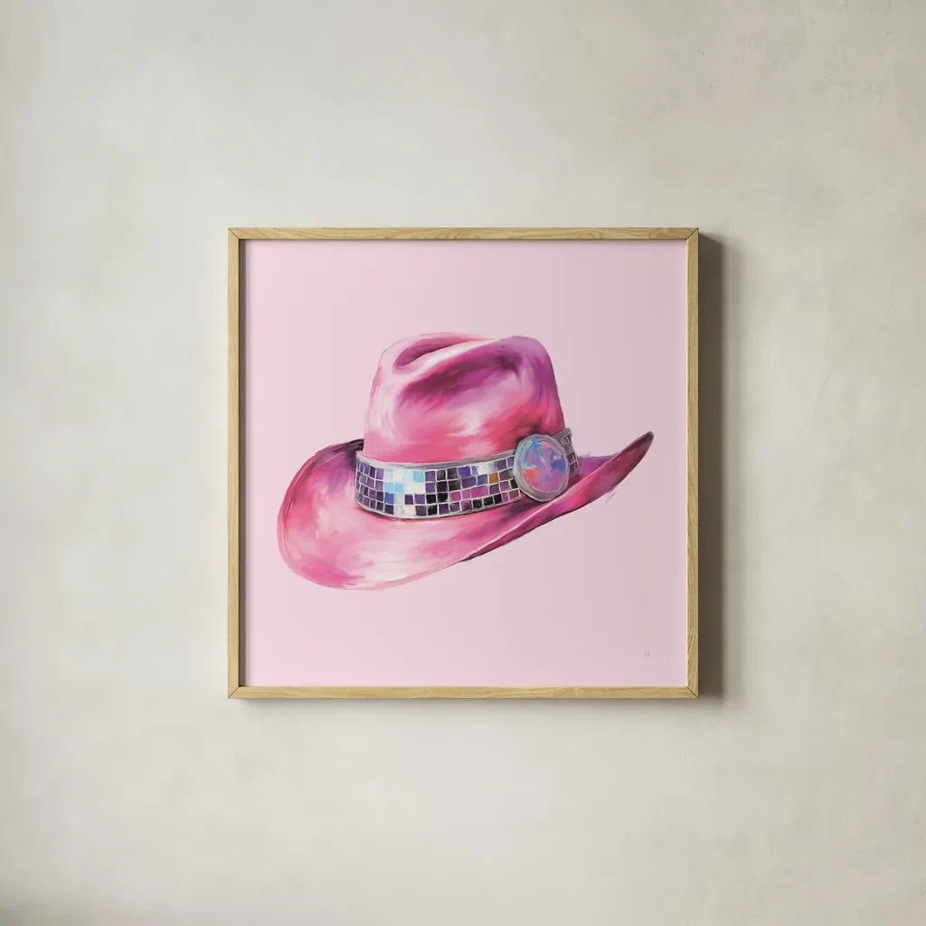 Howdy IV by Sarah Adams. Shown in a natural wood glass frame for a timeless modern aesthetic. Available as an archival giclee rolled canvas, fine art paper, or poster print. SKU 93242a.