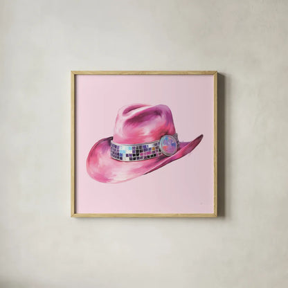 Howdy IV by Sarah Adams. Shown in a natural wood glass frame for a timeless modern aesthetic. Available as an archival giclee rolled canvas, fine art paper, or poster print. SKU 93242a.