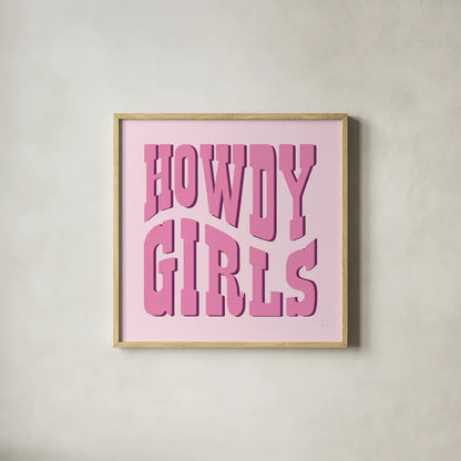 Howdy VII by Sarah Adams. Shown in a natural wood glass frame for a timeless modern aesthetic. Available as an archival giclee rolled canvas, fine art paper, or poster print. SKU 93245a.