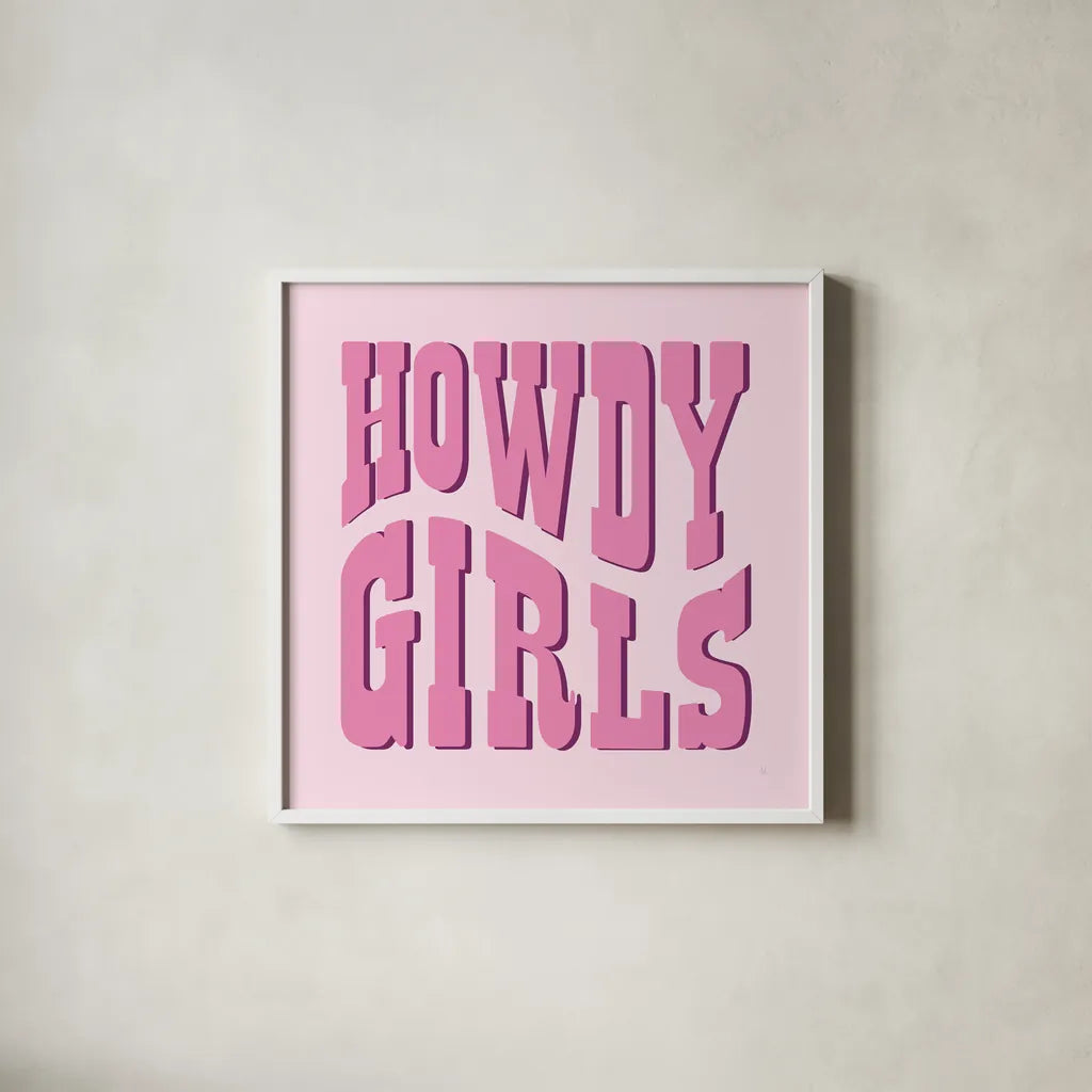 Howdy VII by Sarah Adams. Shown in a crisp white glass frame for a clean and minimalist style. Available as an archival giclee rolled canvas, fine art paper, or poster print. SKU 93245a.