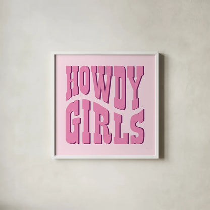 Howdy VII by Sarah Adams. Shown in a crisp white glass frame for a clean and minimalist style. Available as an archival giclee rolled canvas, fine art paper, or poster print. SKU 93245a.