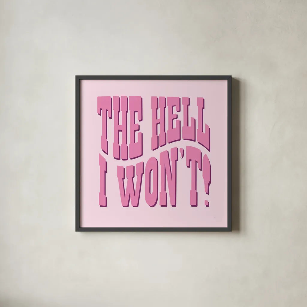 Howdy VIII by Sarah Adams. Shown in a sleek black glass frame for a contemporary gallery look. Available as an archival giclee rolled canvas, fine art paper, or poster print. SKU 93246a.