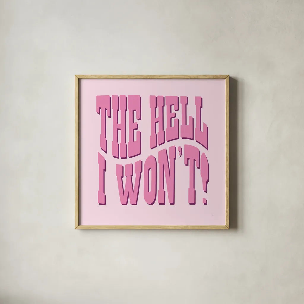 Howdy VIII by Sarah Adams. Shown in a natural wood glass frame for a timeless modern aesthetic. Available as an archival giclee rolled canvas, fine art paper, or poster print. SKU 93246a.