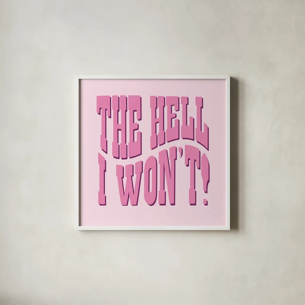 Howdy VIII by Sarah Adams. Shown in a crisp white glass frame for a clean and minimalist style. Available as an archival giclee rolled canvas, fine art paper, or poster print. SKU 93246a.