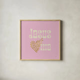 Jesus Loves Me by Sarah Adams. Shown in a natural wood glass frame for a timeless modern aesthetic. Available as an archival giclee rolled canvas, fine art paper, or poster print. SKU 84076a.