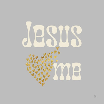 Jesus Loves Me Gray by Sarah Adams. SKU 84293a. Archival Giclee Fine art print for wall decor.