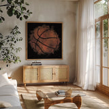 Let the Games Begin II by Sarah Adams. Shown in a natural wood frame in a cozy modern living room. Available as an archival giclee rolled canvas, fine art paper, or poster print. SKU 83764a.