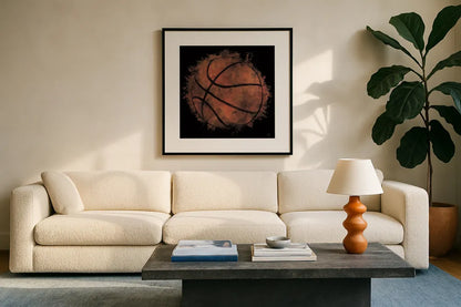 Let the Games Begin II by Sarah Adams. Displayed in a glass frame with matte in a clean modern living room. Available as an archival giclee rolled canvas, fine art paper, or poster print. SKU 83764a.