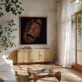 Let the Games Begin III by Sarah Adams. Shown in a natural wood frame in a cozy modern living room. Available as an archival giclee rolled canvas, fine art paper, or poster print. SKU 83765a.