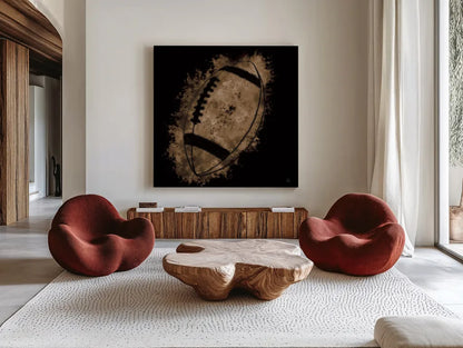Let the Games Begin III Neutral by Sarah Adams. Shown as extra-large giant wall art in a modern living room. Available as an archival giclee rolled canvas, fine art paper, or poster print. SKU 90965a.