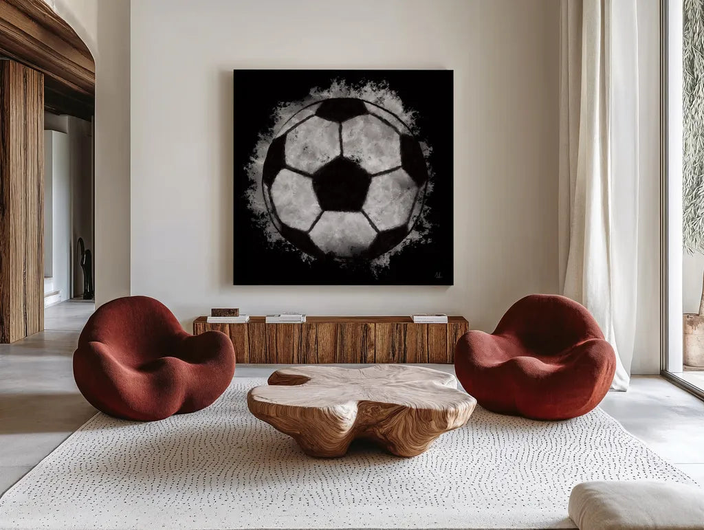 Let the Games Begin IV by Sarah Adams. Shown as extra-large giant wall art in a modern living room. Available as an archival giclee rolled canvas, fine art paper, or poster print. SKU 83766a.