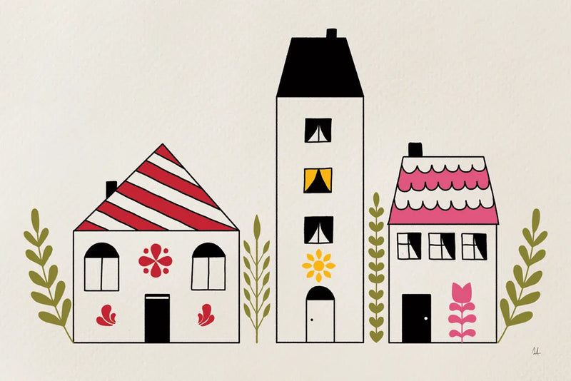Little Houses III by Sarah Adams. SKU 101676i. Archival Giclee Fine art print for wall decor.