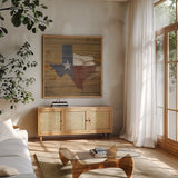 Lone Star by Sarah Adams. Shown in a natural wood frame in a cozy modern living room. Available as an archival giclee rolled canvas, fine art paper, or poster print. SKU 30922a.
