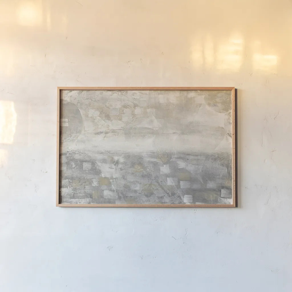 Misty Morning by Sarah Adams. shown as a paper print in a natural frame. Available as a archival giclee rolled canvas, fine art paper, or poster print. SKU 31288i.