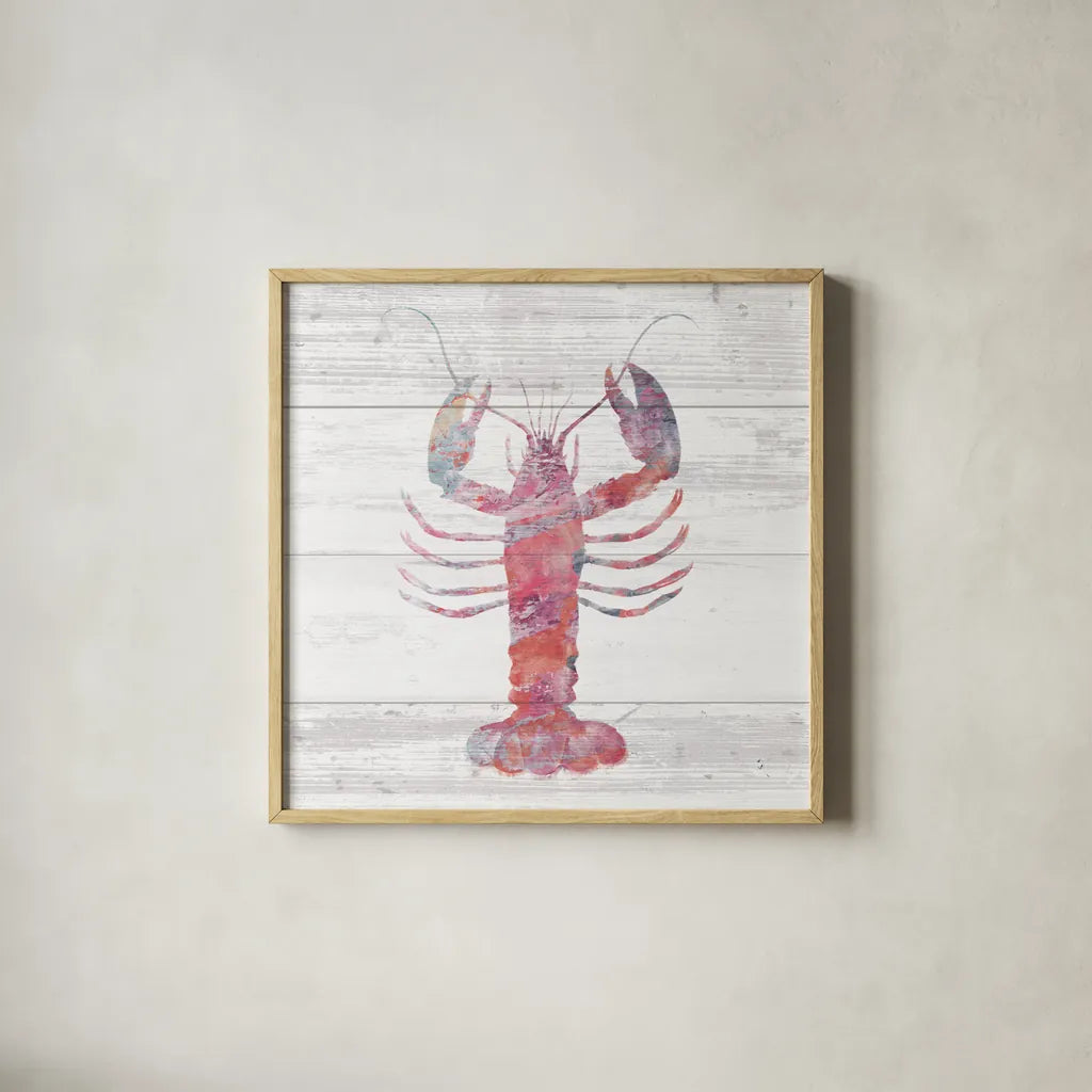 Ocean Life II by Sarah Adams. Shown in a natural wood glass frame for a timeless modern aesthetic. Available as an archival giclee rolled canvas, fine art paper, or poster print. SKU 35945a.